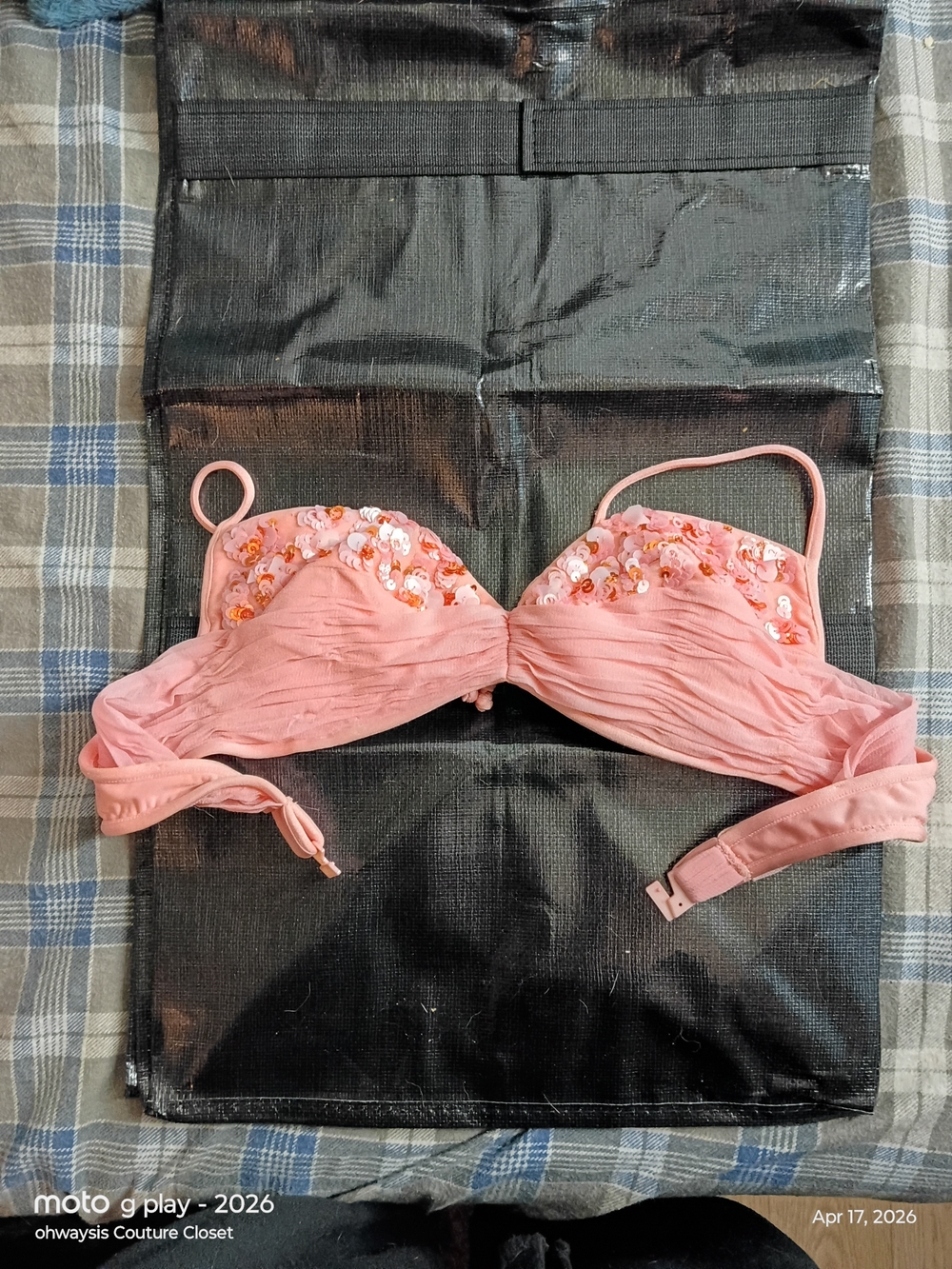 La Perla Pink Sequin-Embellished Bandeau Bra